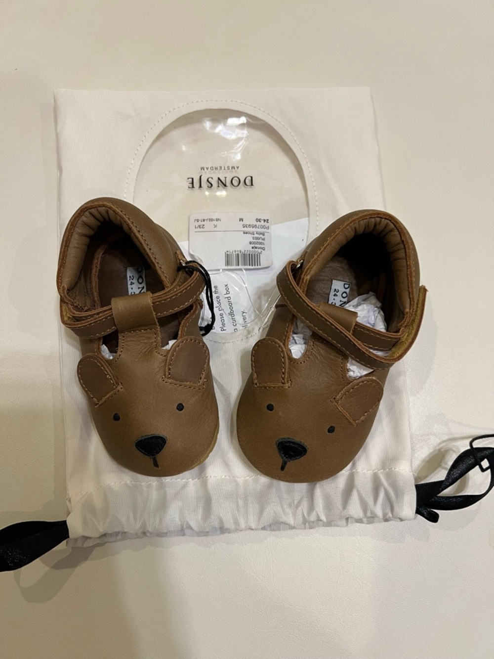 DONSJE Brown Bear Baby Leather Shoes